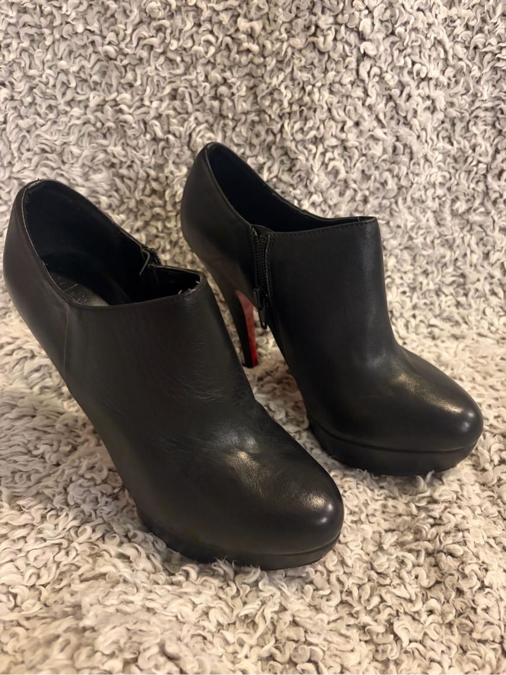 Black Women's Leather Platform Ankle Booties